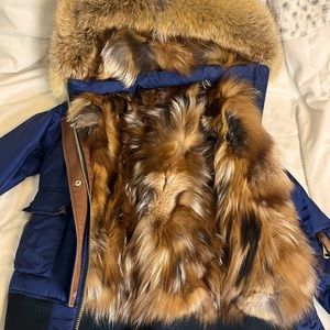 Barely worn Nicole Benisti Montreal Navy Blue Fur-Lined Bomber Coat size M